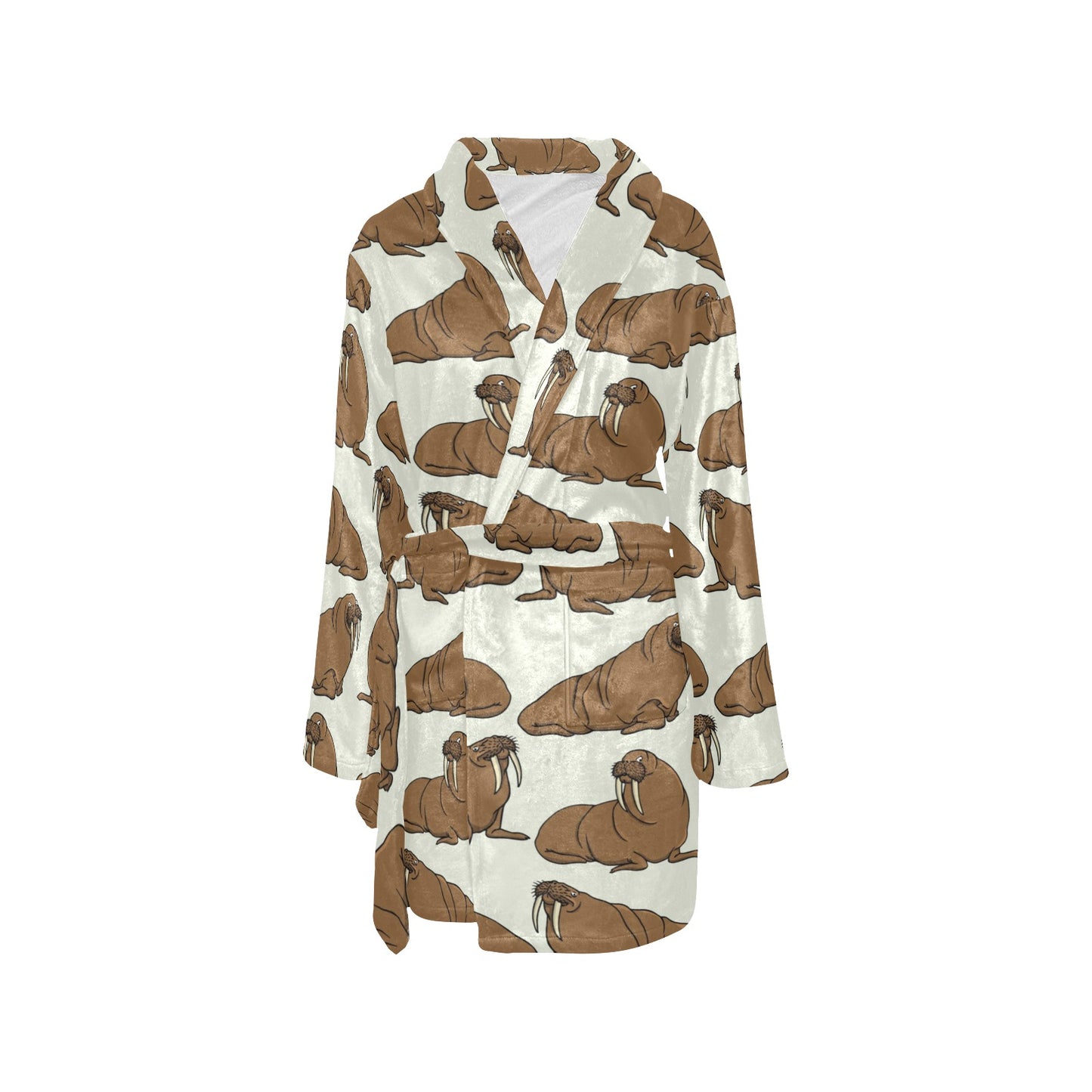 Walrus Pattern Print Design 03 Women's Fleece Robe