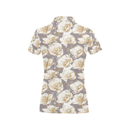 Anemone Pattern Print Design AM05 Women's Polo Shirt