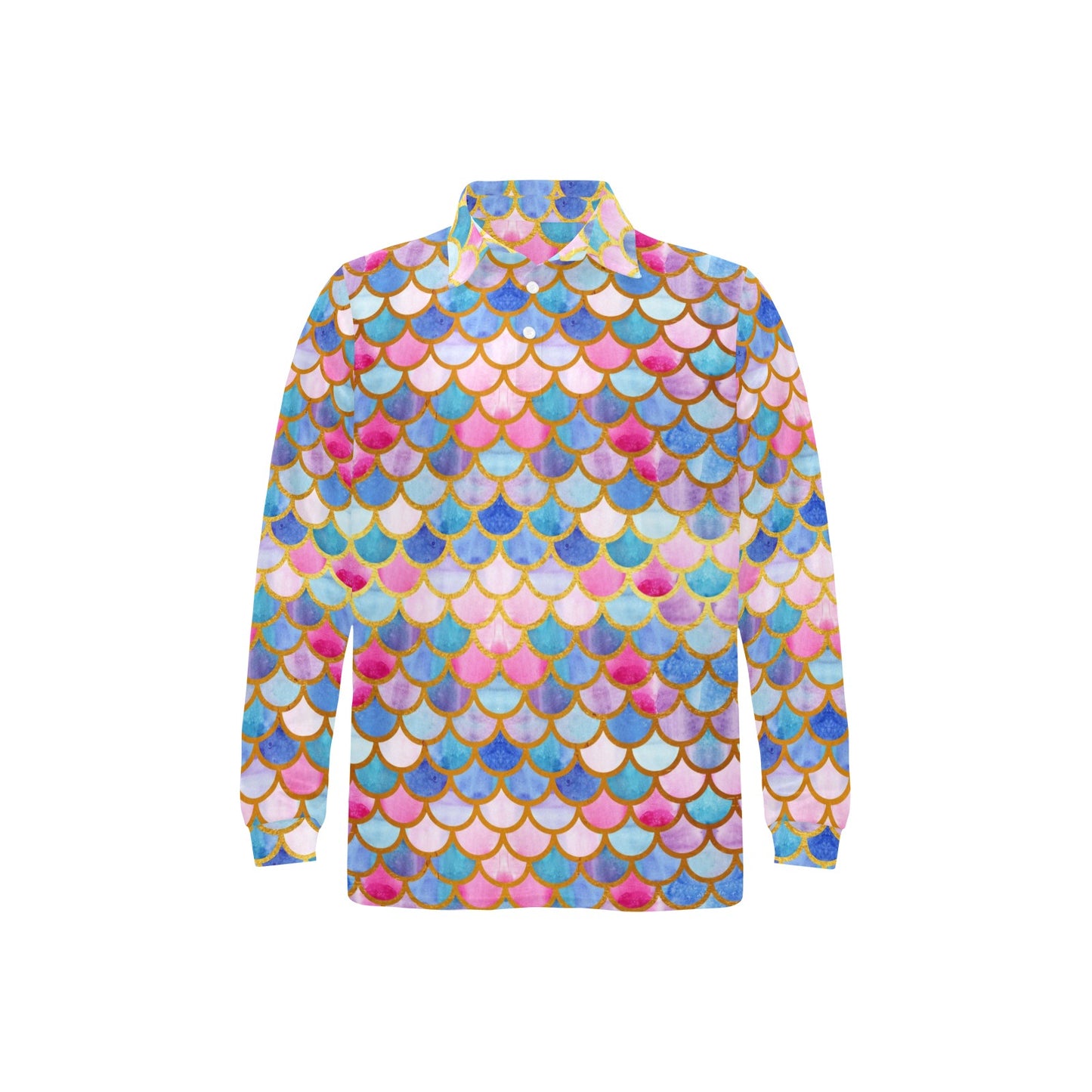 Scales Print Design LKS401 Long Sleeve Polo Shirt For Men's