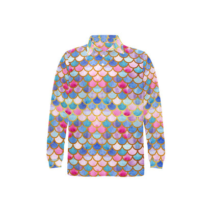 Scales Print Design LKS401 Long Sleeve Polo Shirt For Men's