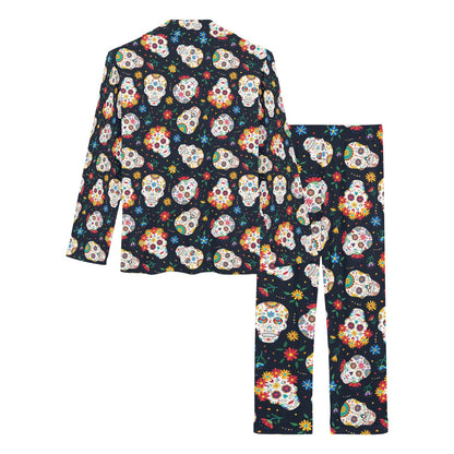 Sugar Skull Print Design LKS305 Women's Long Pajama Set