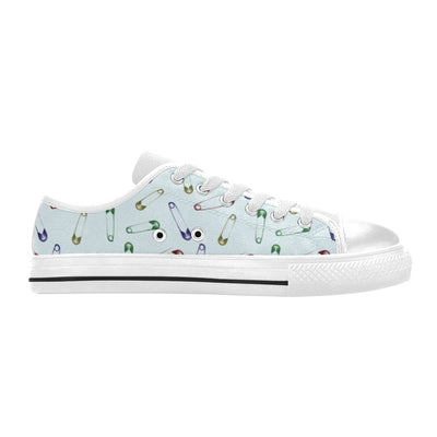 Safety Pin Print Design LKS303 Women's White Low Top Shoes