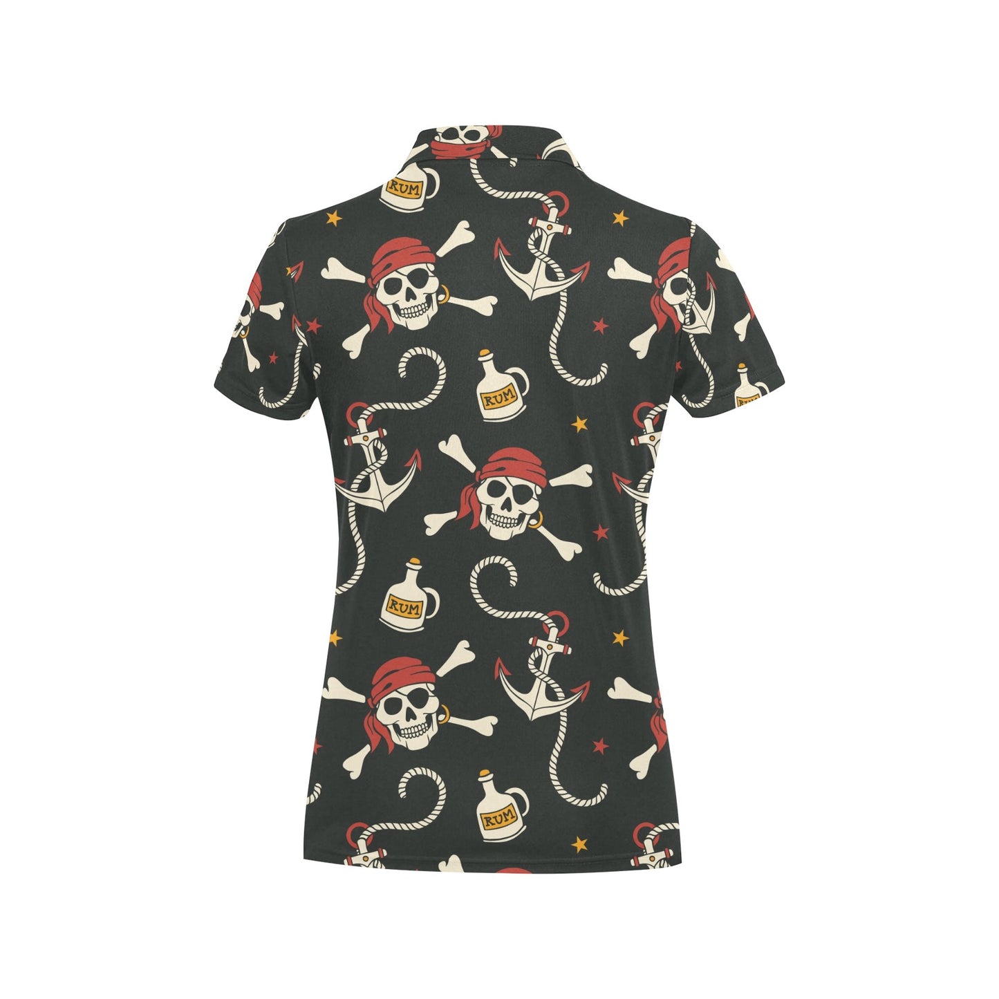 Pirate Pattern Print Design A02 Women's Polo Shirt