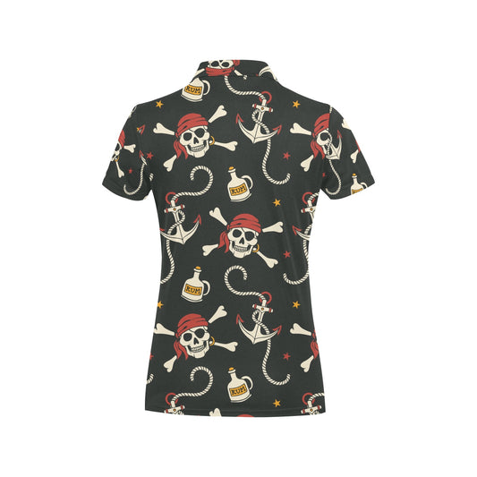 Pirate Pattern Print Design A02 Women's Polo Shirt