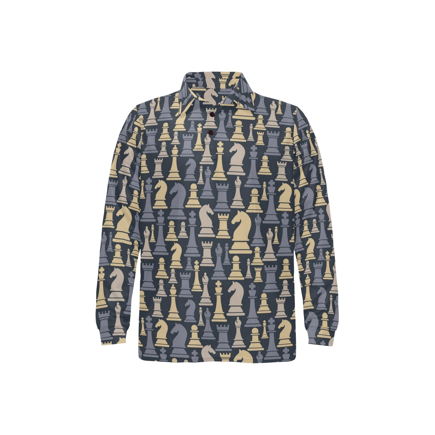 Chess Pattern Print Design 04 Long Sleeve Polo Shirt For Men's