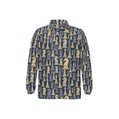 Chess Pattern Print Design 04 Long Sleeve Polo Shirt For Men's