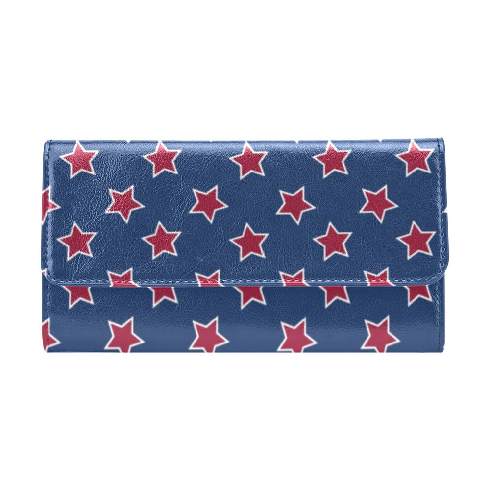 Star Red Blue Print Design LKS301 Women's Trifold Wallet