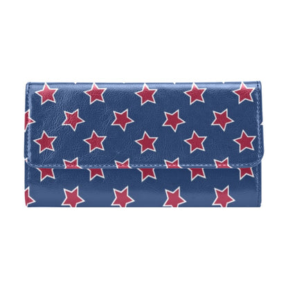 Star Red Blue Print Design LKS301 Women's Trifold Wallet