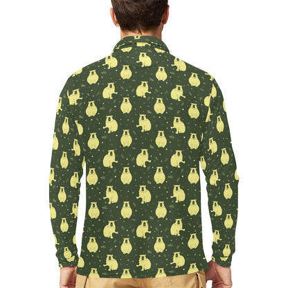 Capybara Pattern Print Design 03 Long Sleeve Polo Shirt For Men's