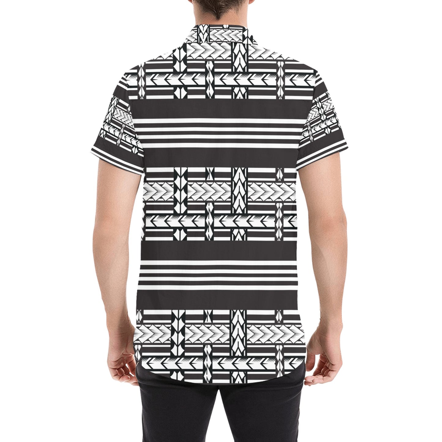 Samoan Tattoo Print Design LKS304 Men Short Sleeve Button Up Shirt