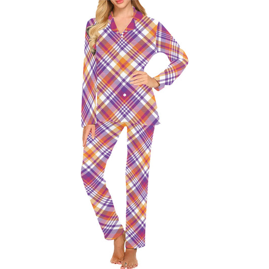 Madras Pattern Print Design 02 Women's Long Pajama Set