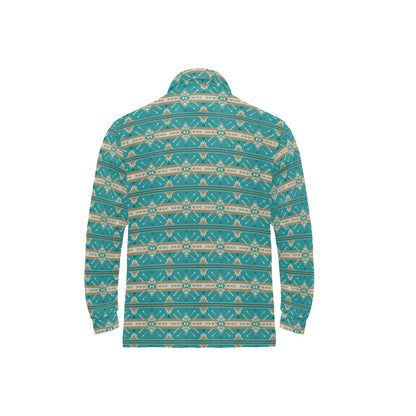 Southwest Native Design Themed Print Long Sleeve Polo Shirt For Men's