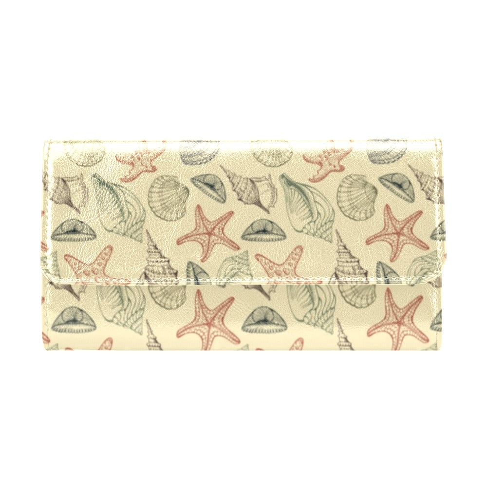Seashell Print Design LKS305 Women's Trifold Wallet