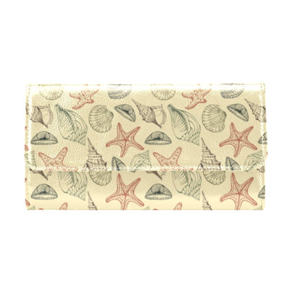 Seashell Print Design LKS305 Women's Trifold Wallet
