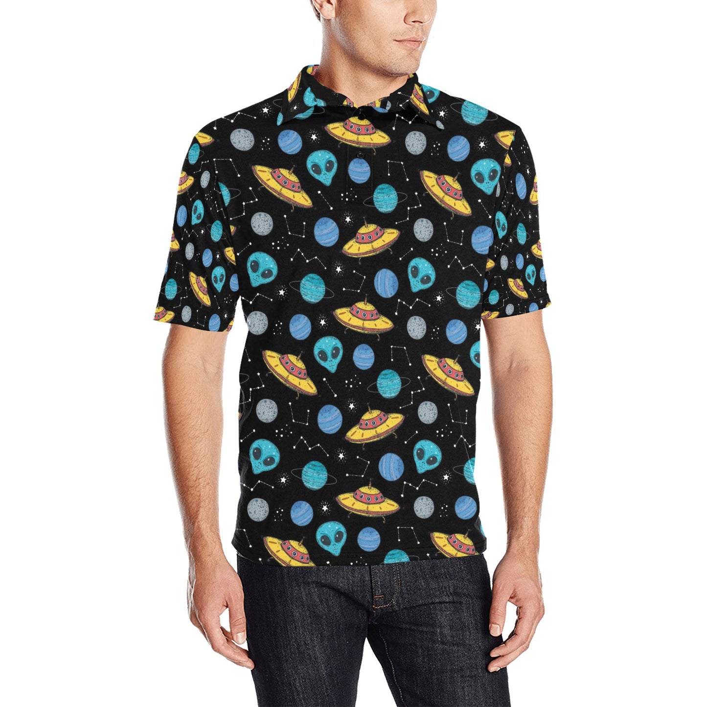 UFO Alien Print Design LKS306 Men Polo Shirt
