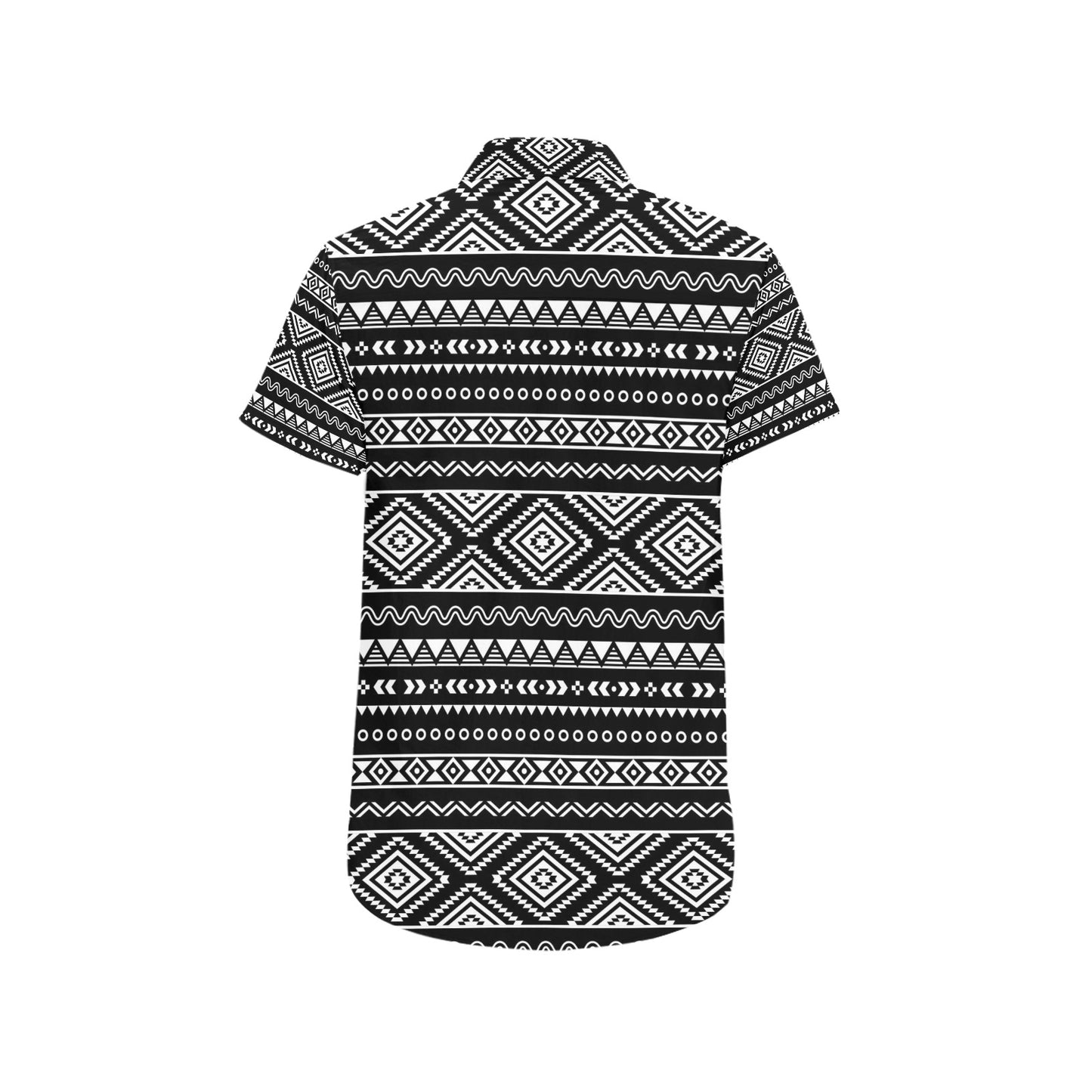 Tribal Pattern Print Design LKS301 Men Short Sleeve Button Up Shirt