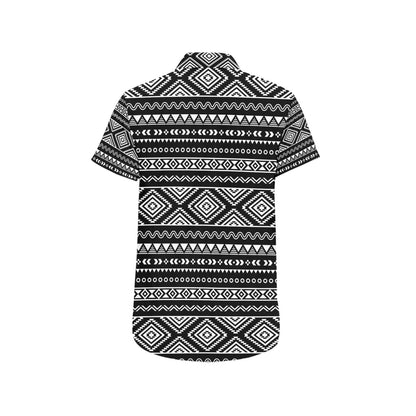 Tribal Pattern Print Design LKS301 Men Short Sleeve Button Up Shirt