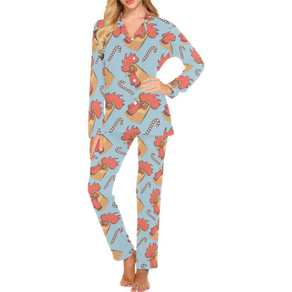 Rooster Pattern Print Design A05 Women's Long Pajama Set