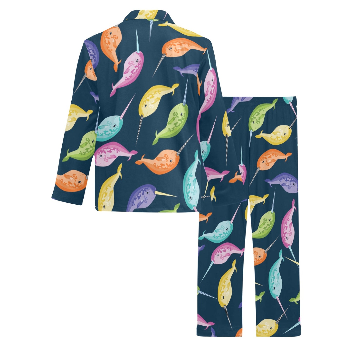 Narwhal Colorful Pattern Print Design 03 Men's Long Pajama Set