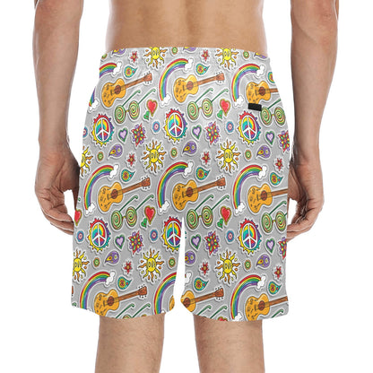 Hippie Print Design LKS306 Men's Swim Trunks Beach Shorts