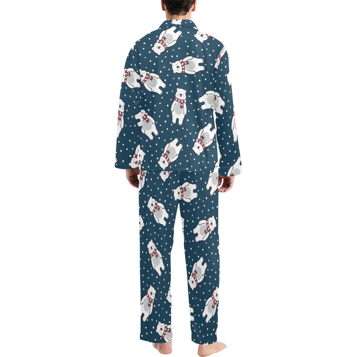 Polar Bear Pattern Print Design PB05 Men's Long Pajama Set