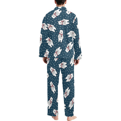Polar Bear Pattern Print Design PB05 Men's Long Pajama Set