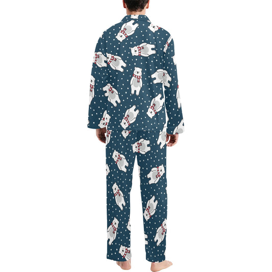 Polar Bear Pattern Print Design PB05 Men's Long Pajama Set