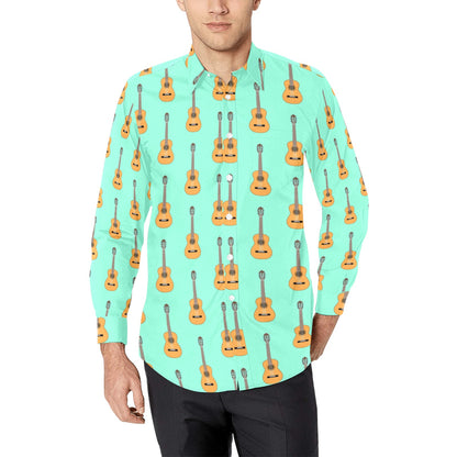 Acoustic Guitar Print Design LKS403 Men's Long Sleeve Dress Shirt