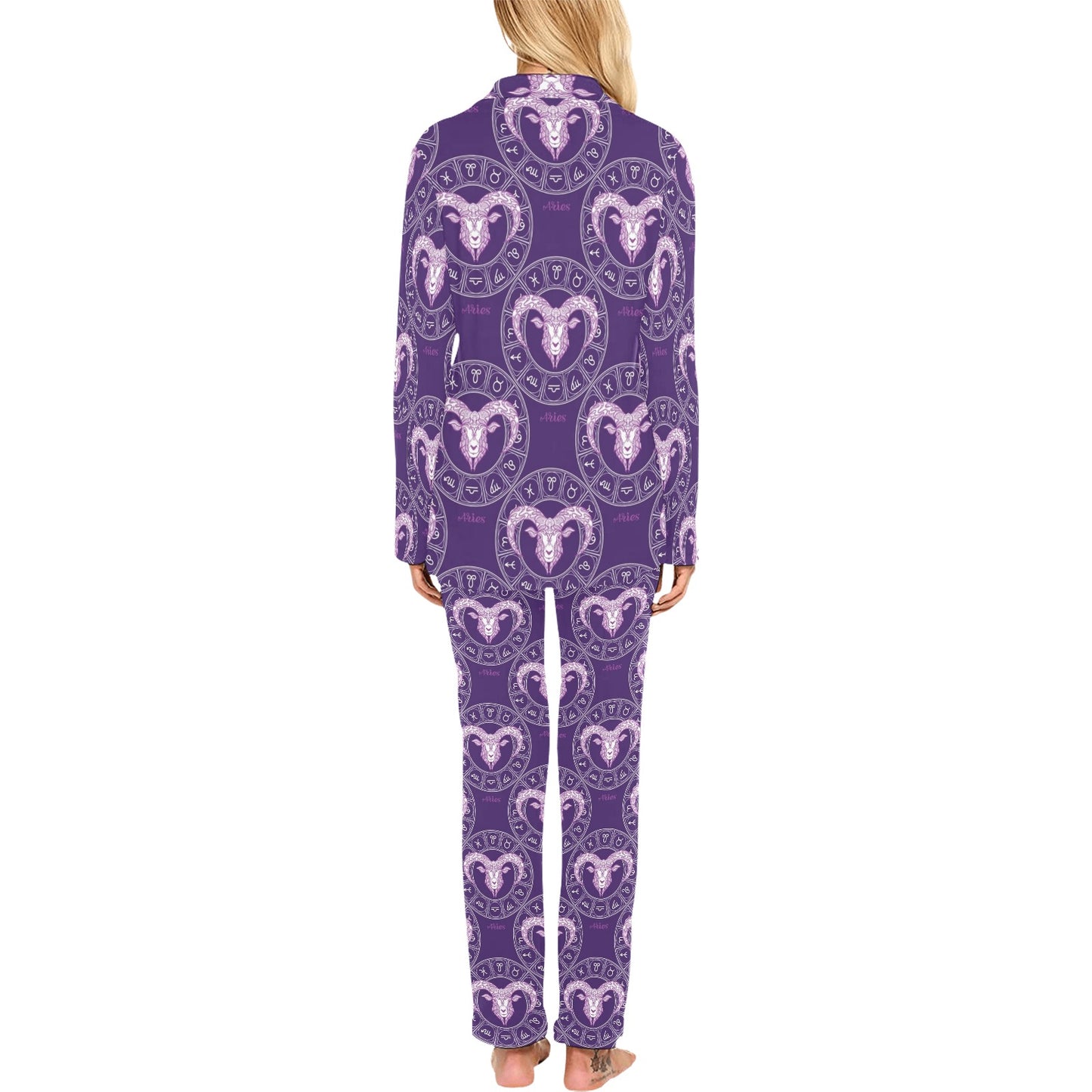 Aries Zodiac Pattern Print Design 02 Women's Long Pajama Set