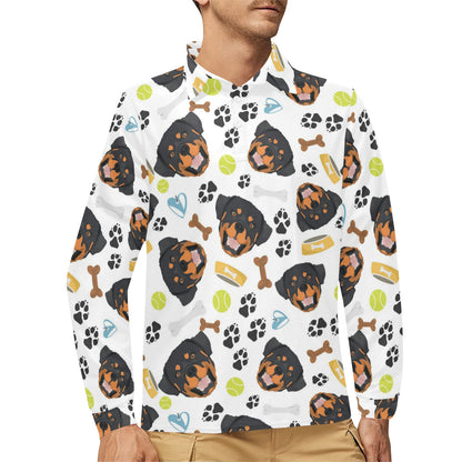 Rottweiler Pattern Print Design A04 Long Sleeve Polo Shirt For Men's