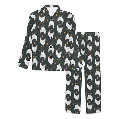 Chicken Pattern Print Design 06 Men's Long Pajama Set