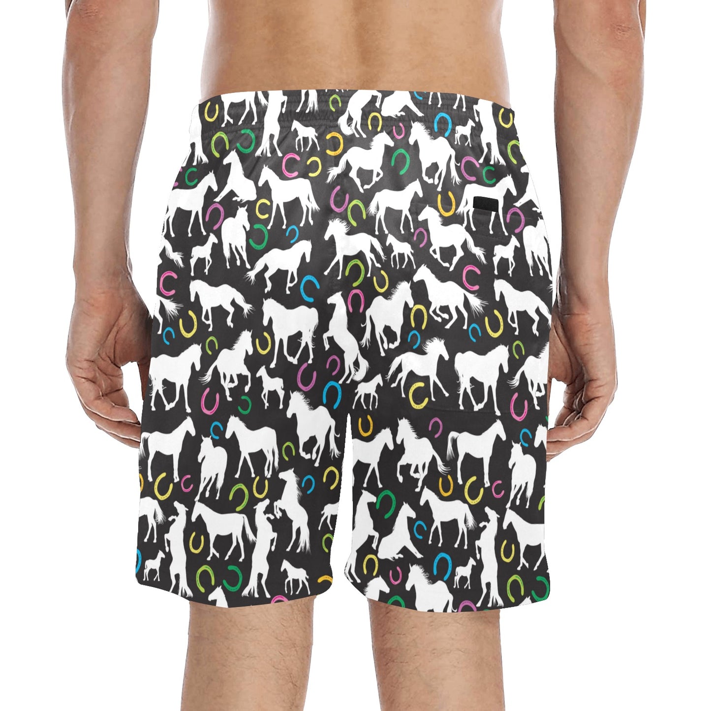 Horse Hoof Colorful Print Design LKS301 Men's Swim Trunks Beach Shorts