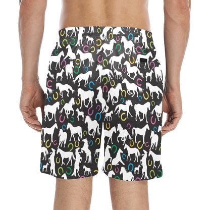 Horse Hoof Colorful Print Design LKS301 Men's Swim Trunks Beach Shorts