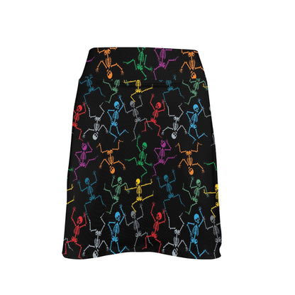 Skeleton Colorful Print Design LKS302 17" Golf & Pickleball Skort with Pockets