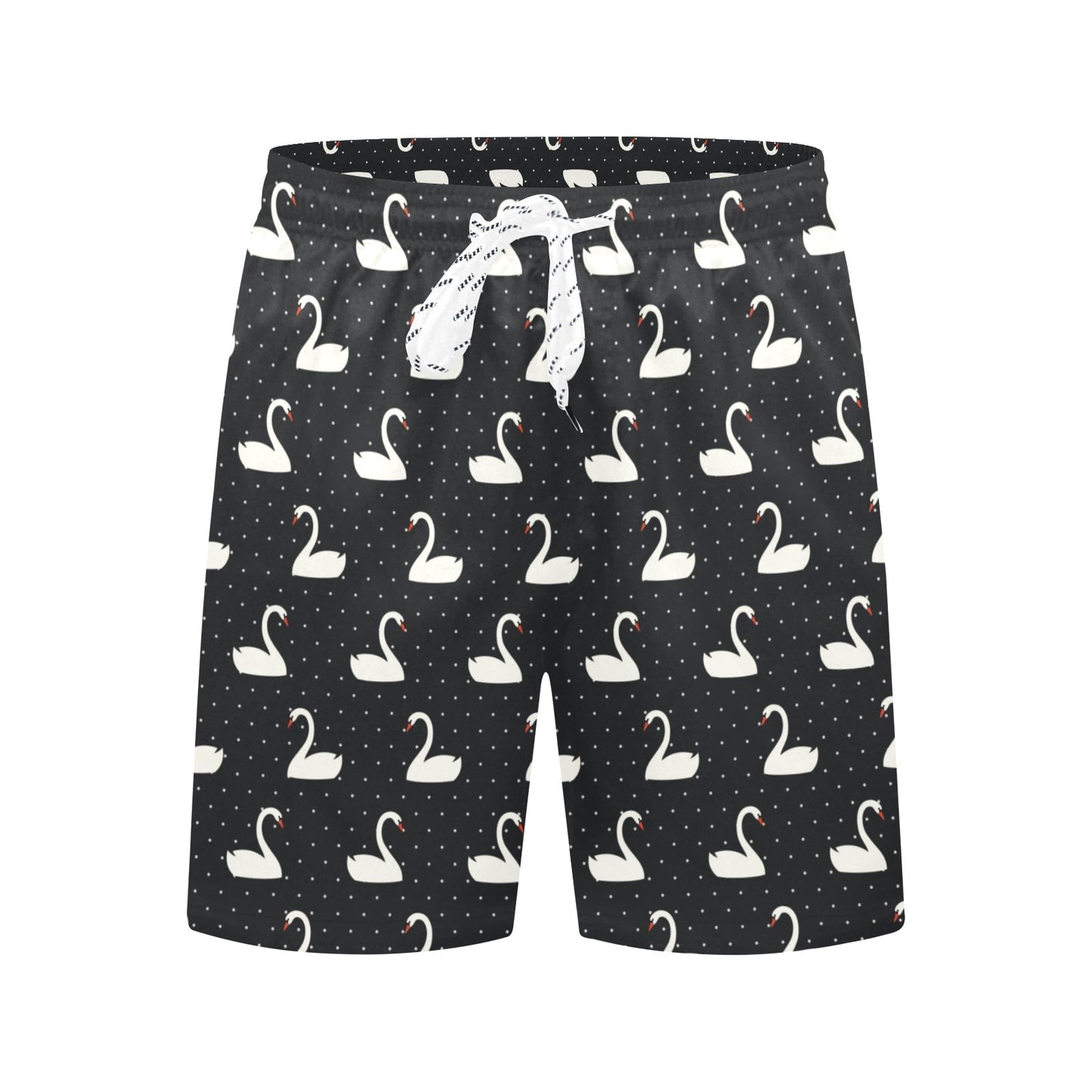 Swan Print Design LKS401 Men's Swim Trunks Beach Shorts