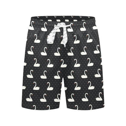 Swan Print Design LKS401 Men's Swim Trunks Beach Shorts