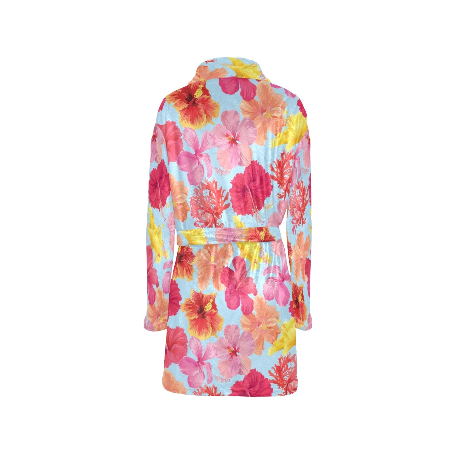 Hibiscus Pattern Print Design HB020 Women's Fleece Robe