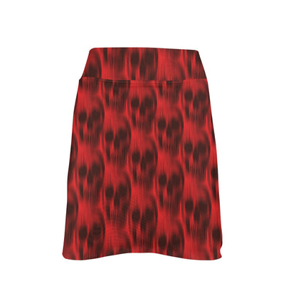 Skull Red Print Design LKS306 17" Golf & Pickleball Skort with Pockets