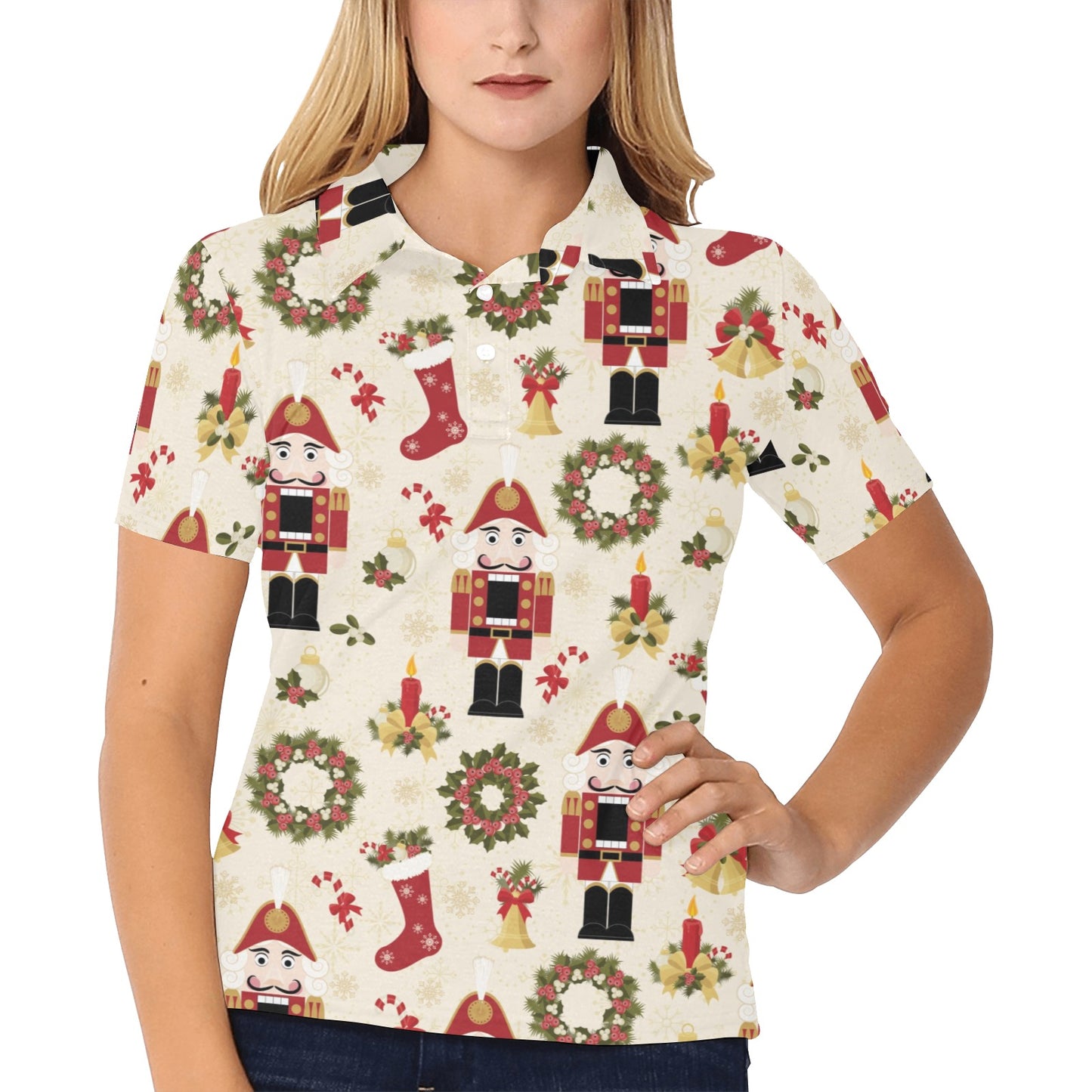 Nutcracker Pattern Print Design A01 Women's Polo Shirt