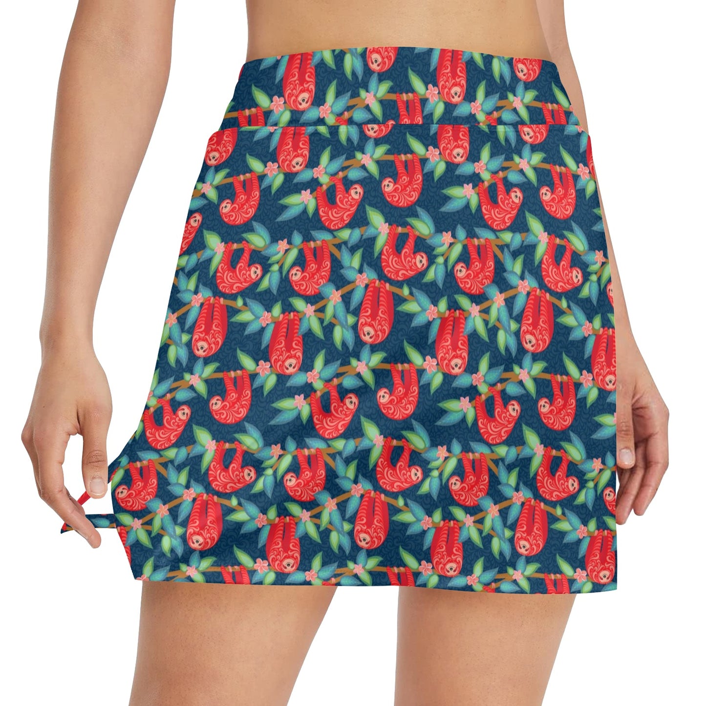 Sloth Red Design Themed Print 17" Golf & Pickleball Skort with Pockets