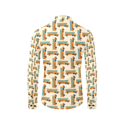 School Bus Print Design LKS305 Men's Long Sleeve Dress Shirt