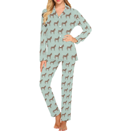 Donkey Print Design LKS402 Women's Long Pajama Set