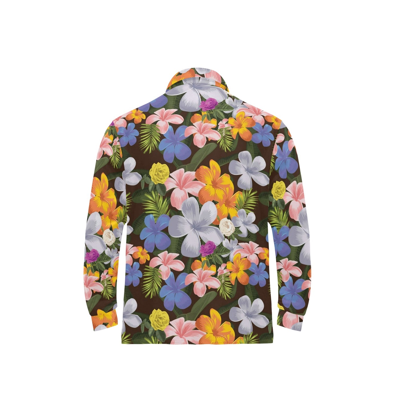 Plumeria Pattern Print Design PM03 Long Sleeve Polo Shirt For Men's