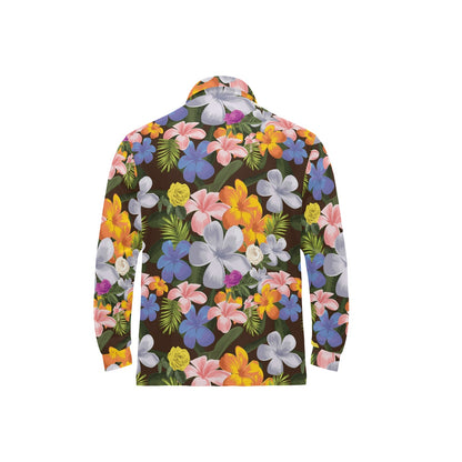 Plumeria Pattern Print Design PM03 Long Sleeve Polo Shirt For Men's