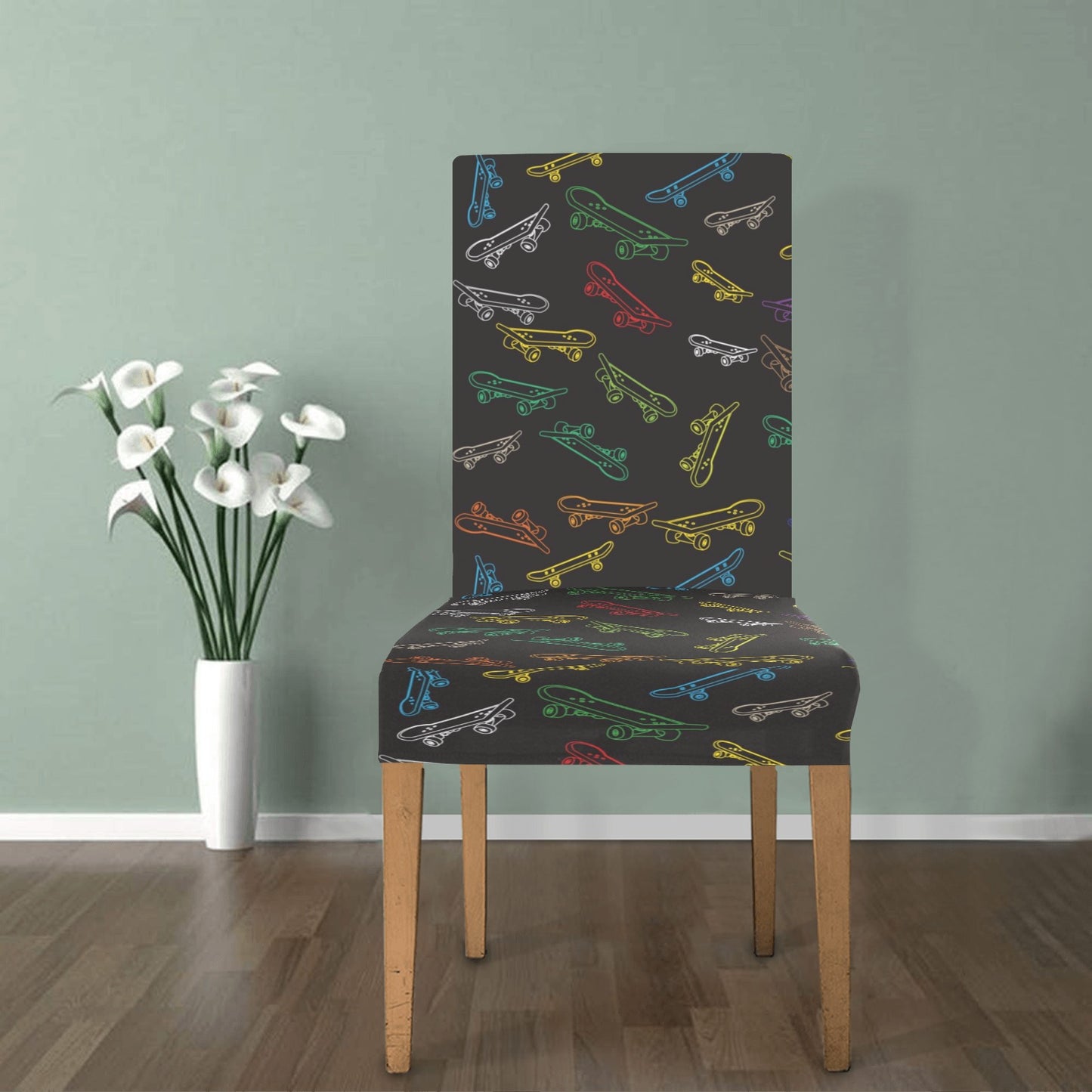 Skateboard Print Design LKS301 Dining Chair Slipcover