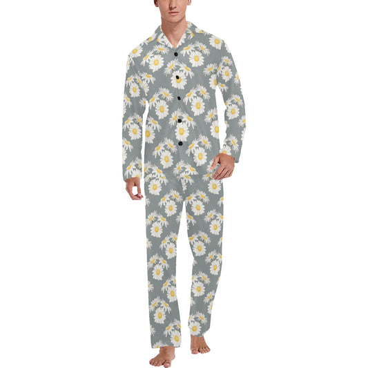Daisy Pattern Print Design DS09 Men's Long Pajama Set