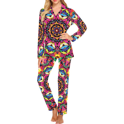 Kaleidoscope Pattern Print Design 02 Women's Long Pajama Set