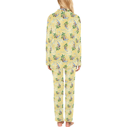 Surf Catch the Wave Design Women's Long Pajama Set