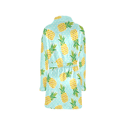 Pineapple Pattern Print Design PP01 Women's Fleece Robe