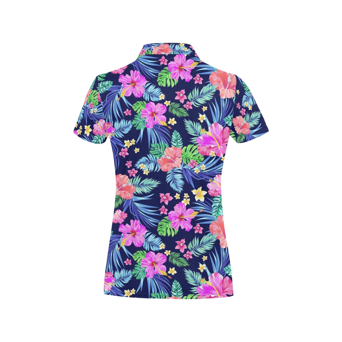 Neon Hibiscus Pattern Print Design HB016 Women's Polo Shirt